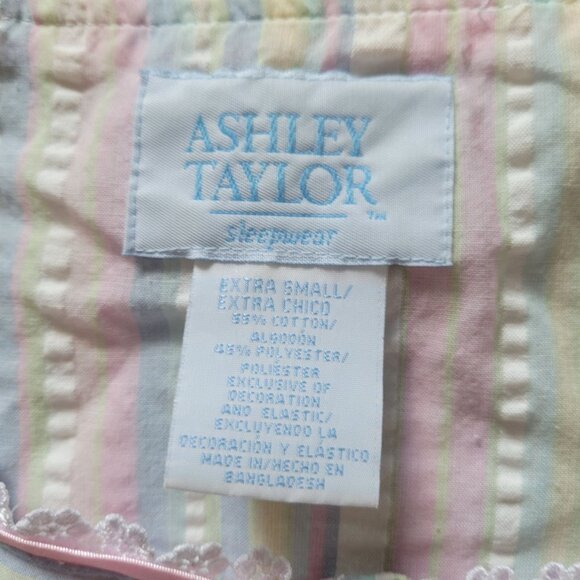 Vintage Ashley Taylor Pastel Striped Nightgown X-Small Cotton & Polyester Blend - Picture 5 of 6